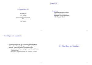 Programmierkurs Kapitel 10 Grundlagen von Exceptions 10.1