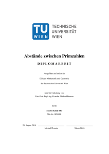 Abstände zwischen Primzahlen - TU Wien