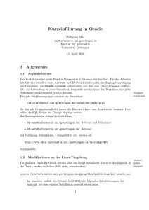 Einführung in Oracle - Databases and Information Systems