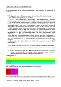 Mittlerer Schulabschluss an der Mittelschule Prüfungsfächer: