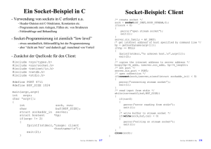 Ein Socket-Beispiel in C Socket-Beispiel: Client
