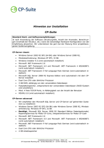 CP-Suite Installationshinweise