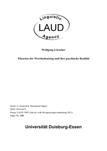 theorien der wortbedeutung und ihre - Linguistik