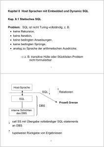 Kapitel 8 Host Sprachen mit Embedded und Dynamic SQL Kap. 8.1