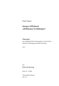 Fritz Oeser Jacques Offenbach „Hoffmanns Erzählungen“ Vorwort