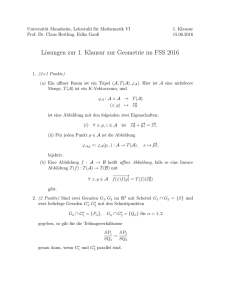 Lösungen zur 1. Klausur zur Geometrie im FSS 2016