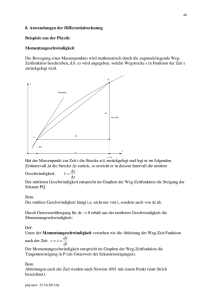 Anwendungen der 1. Ableitung in der Physik