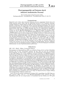 &Uuml;bertragungsgefahr auf Patienten durch infiziertes medizinisches