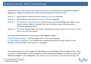 Windows Server 2016 Lizenzierung