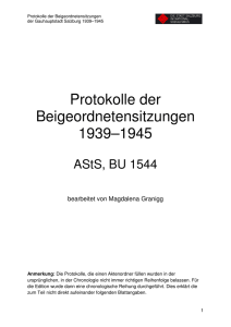 Protokolle der Beigeordnetensitzungen 1939–1945