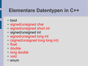 Elementare Datentypen in C++