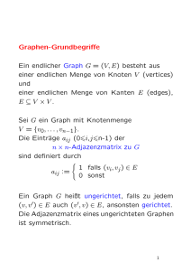 Graphen-Grundbegriffe Ein endlicher Graph G = (V,E) besteht aus