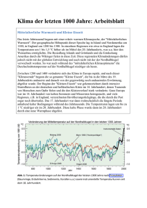 Klima der letzten 1000 Jahre: Arbeitsblatt Arbeitsblatt zu