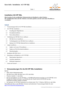 Kurz-Info: Installation AG-VIP SQL Installation