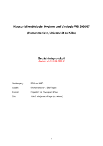 Klausur Mikrobiologie, Hygiene und Virologie WS 2006/07