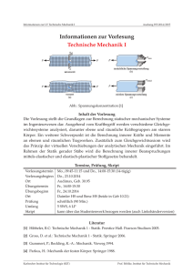 Informationen zur Vorlesung Technische Mechanik I