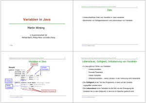 Variablen in Java - Programmierung und Softwaretechnik (PST)