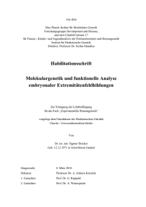 Habilitationsschrift Molekulargenetik und funktionelle Analyse