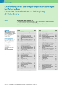 Empfehlungen für die Umgebungsuntersuchungen bei Tuberkulose
