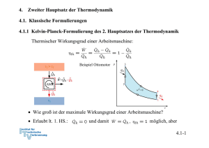 Kelvin-Planck-Formulierung des 2. Hauptsatzes der Thermodynamik