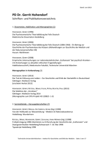 PD Dr. Gerrit Hohendorf - Institut für Geschichte und Ethik der Medizin