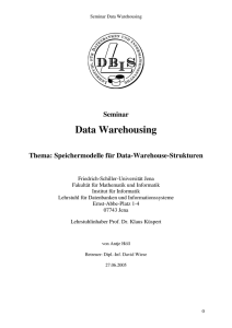 Data Warehousing - Fakultät für Mathematik und Informatik