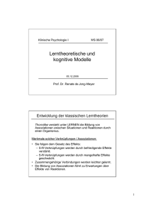 06 VL WS 0607 Lerntheoretische und kognitive Modelle