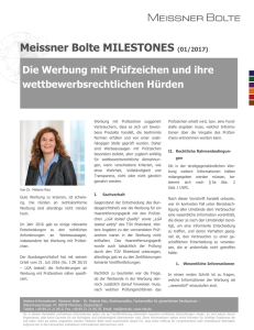 Meissner Bolte MILESTONES (01/2017) Die Werbung mit