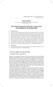 Die Weltanschauung der Ehrfurcht vor dem Leben als Grundlage für