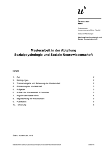 Richtlinien Masterarbeit - Sozialpsychologie und Soziale