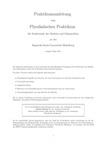 Praktikumsanleitung Physikalischen Praktikum