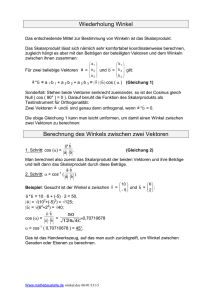 Wiederholung Winkel Berechnung des Winkels zwischen zwei