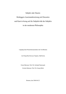 Subjekt oder Dasein: Heideggers Auseinandersetzung mit