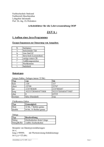 JAVA 1 - Fachbereich Maschinenbau - FH