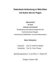 Datenbank-Anbindung in Web-Sites mit Active Server Pages