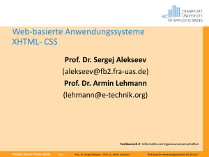 Web-basierte Anwendungssysteme XHTML- CSS