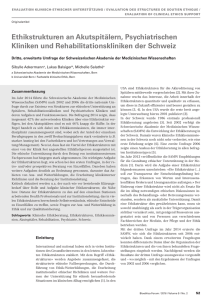 Ethikstrukturen an Akutspitälern, Psychiatrischen Kliniken