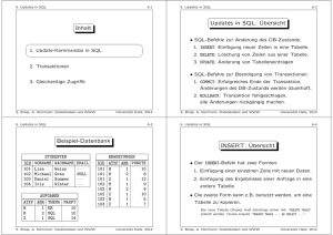 Inhalt Updates in SQL: Übersicht Beispiel