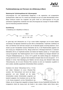 Funktionalisierung von Ferrocen via Lithiierung (n-BuLi)