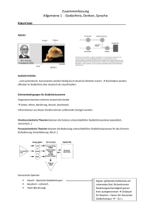 Zusammenfassung Allgemeine 1 - Gedächtnis, Denken, Sprache