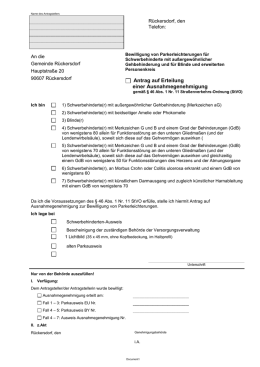 Antrag für Schwerbehinderte ohne die Merkzeichen aG und Bl
