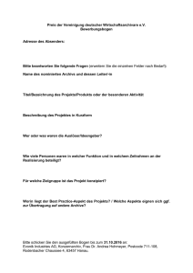 Bewerbungsbogen - Vereinigung deutscher Wirtschaftsarchivare