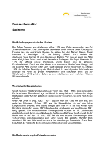Presseinformation Saaltexte Die Gründungsgeschichte des Klosters