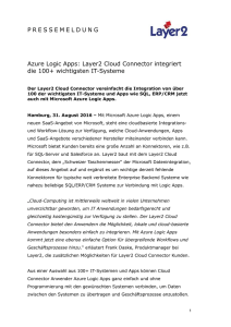 2016-09-09: Azure Logic Apps: Layer2 Cloud Connector integriert