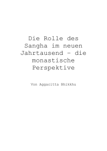 Die Rolle des Sangha im neuen Jahrtausend - Dhamma-Dana