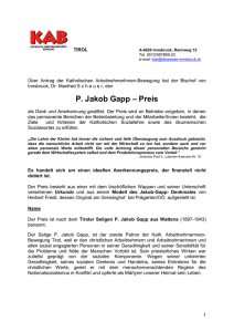P. Jakob Gapp – Preis