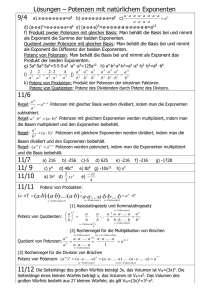 Lösungen – Potenzen mit natürlichem Exponenten 9/4 a) a∙a∙a∙a∙a∙a