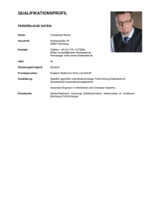 Qualifikationsprofil - Reiner Friedewald Consulting