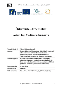 Österreich - Arbeitsblatt Autor: Ing. Vladimíra Brumková Tematický