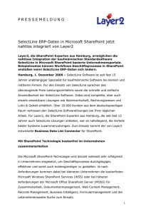 2009-11-26: SelectLine ERP-Daten in Microsoft SharePoint